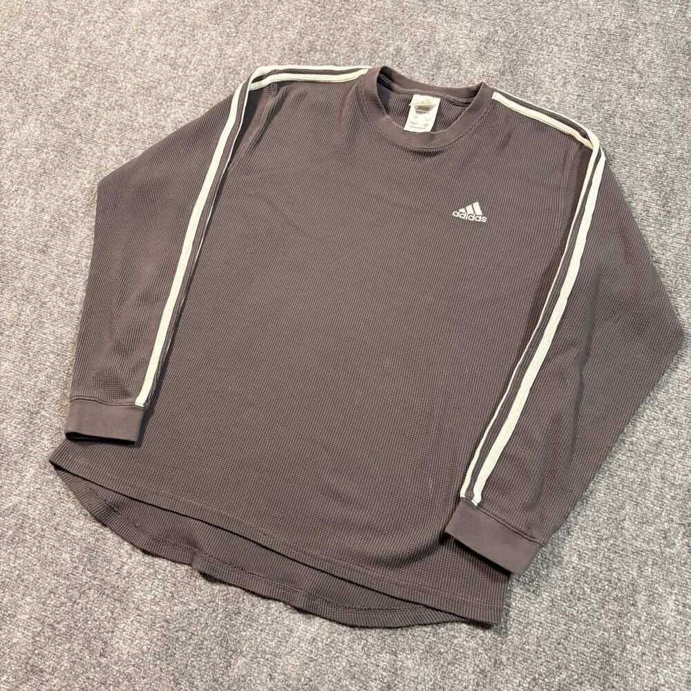 Vintage Y2K Adidas Waffle Knit 3 Stripe Thermal
